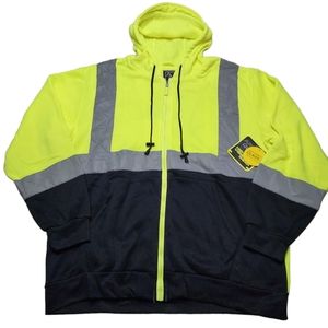 Artic Quest High Visibility Wear Class 2 Full Zip Hodded Jacket Sz XL NWT